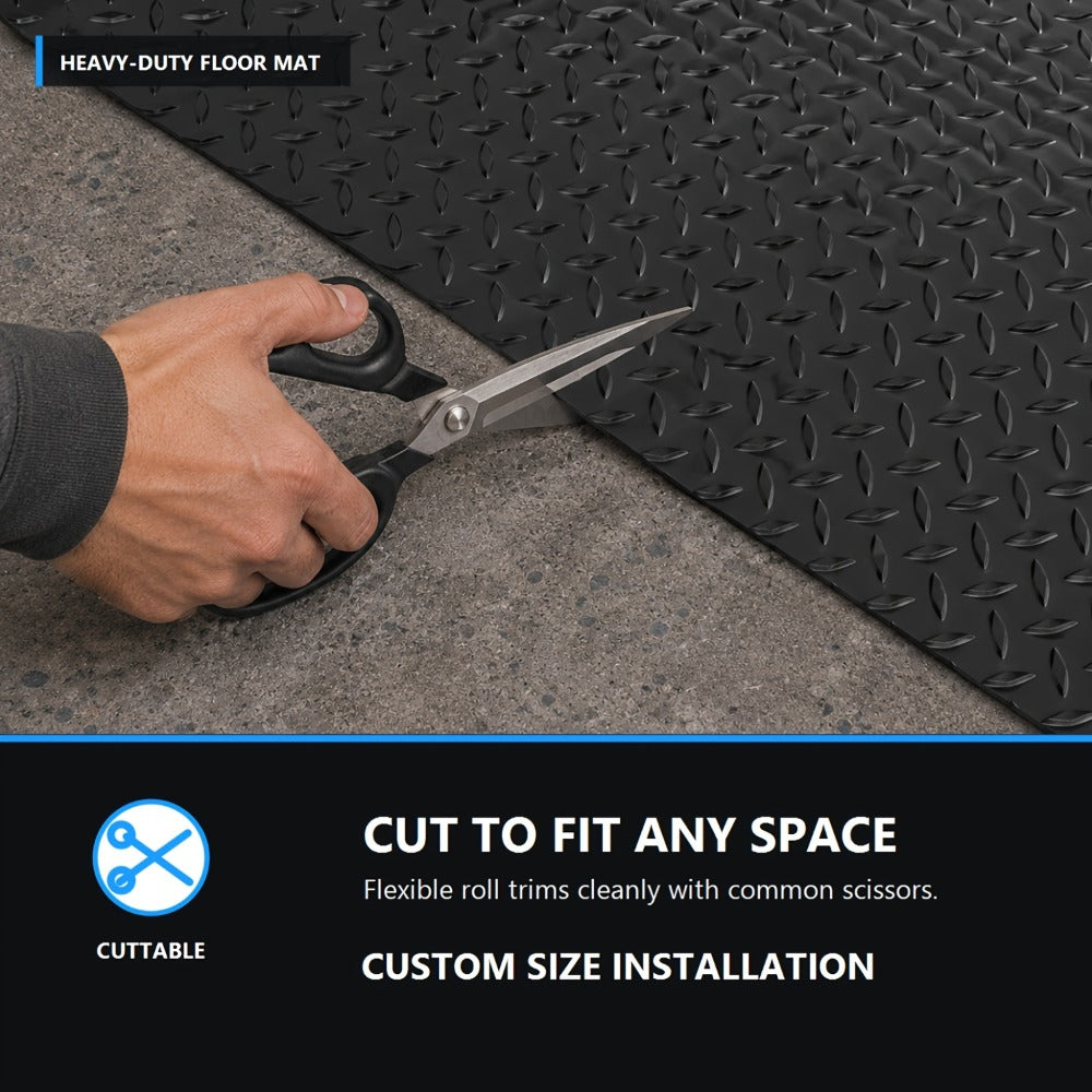 Garage Floor Mat Diamond Plate – 2.8mm Heavy Duty Parking Mat, Water & Stain Resistant Floor Runner for Garage
