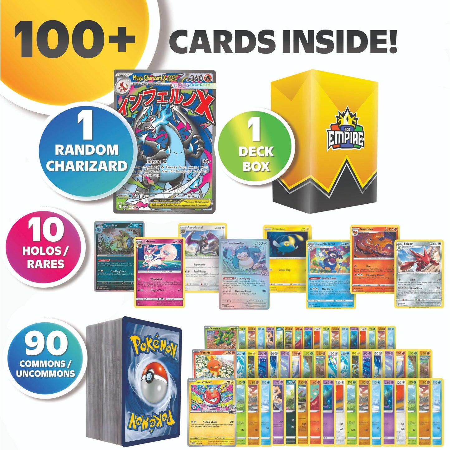 Trading Card Game 100-Card Character Assortment with Included Storage Box with Item-Specific Card Count, Pack and Storage Choices