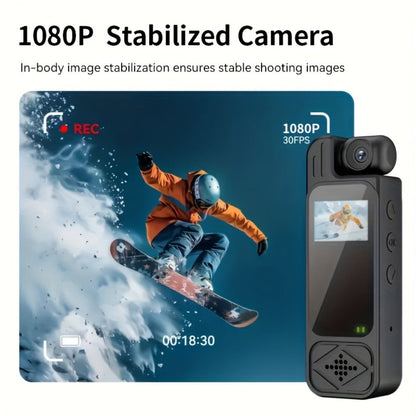 1080P Body Camera 180° Rotating Lens Portable Handheld Camcorder, USB Rechargeable, Compact Video Recorder for Vlogging Travel Meetings