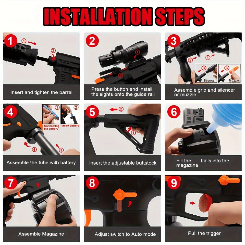 Rechargeable Electric Splash Ball Toy Gun, USB Rechargeable Outdoor Shooting Rifle for Kids Boys