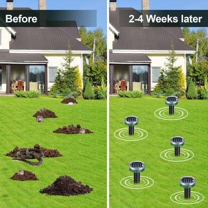 Solar Ultrasonic Pest Repeller Outdoor Rodent Stake for Yard Garden Farm Mole Snake Skunk Dog Device 2/4/6/10 Pack