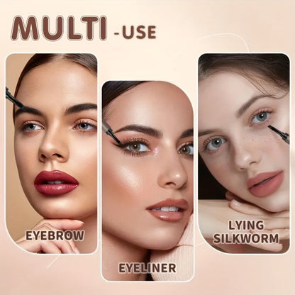 Waterproof Eyebrow Pencil Dual Ended with Angled Tip Flat Tip & Spoolie Brush Smudge Proof Long Lasting Brow Definer for Women Gray Black