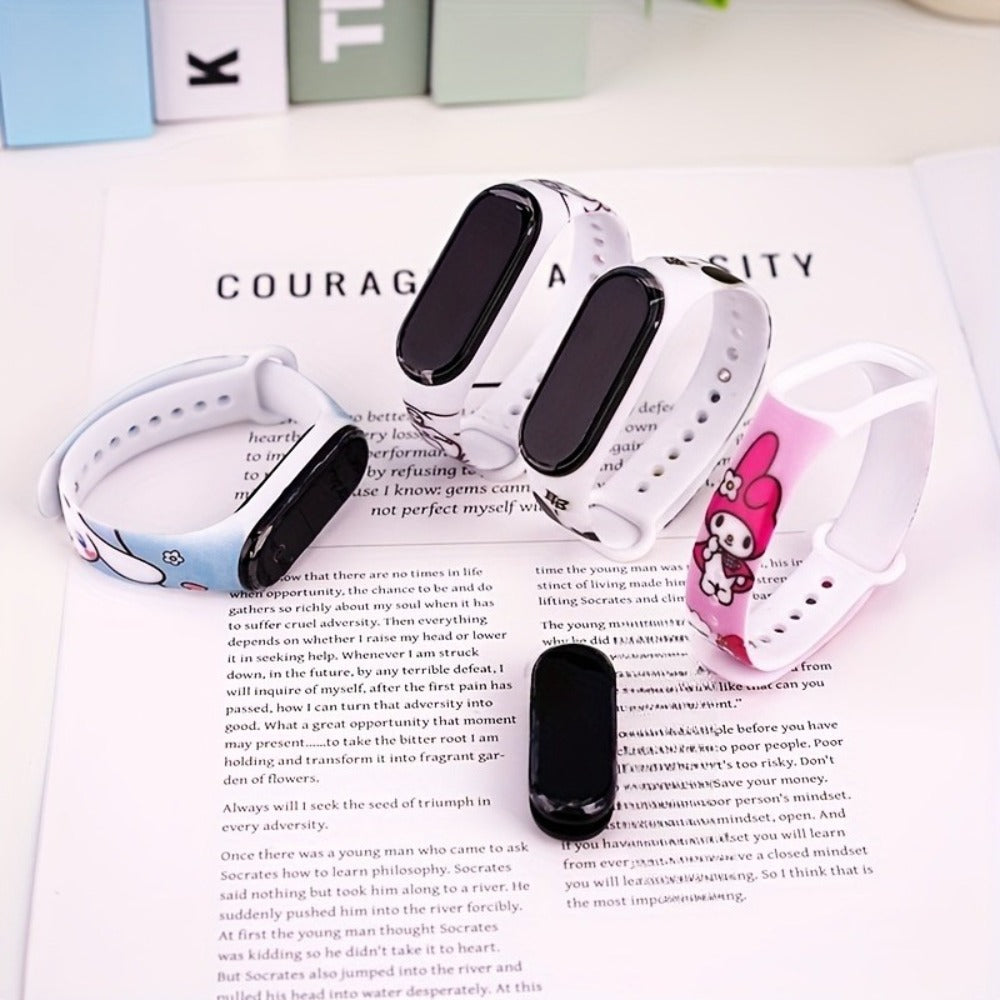 Sanrio Kuromi My Melody Kids Electronic Sports Watch Set 10 Pack, Kawaii Anime 4-Color Mix