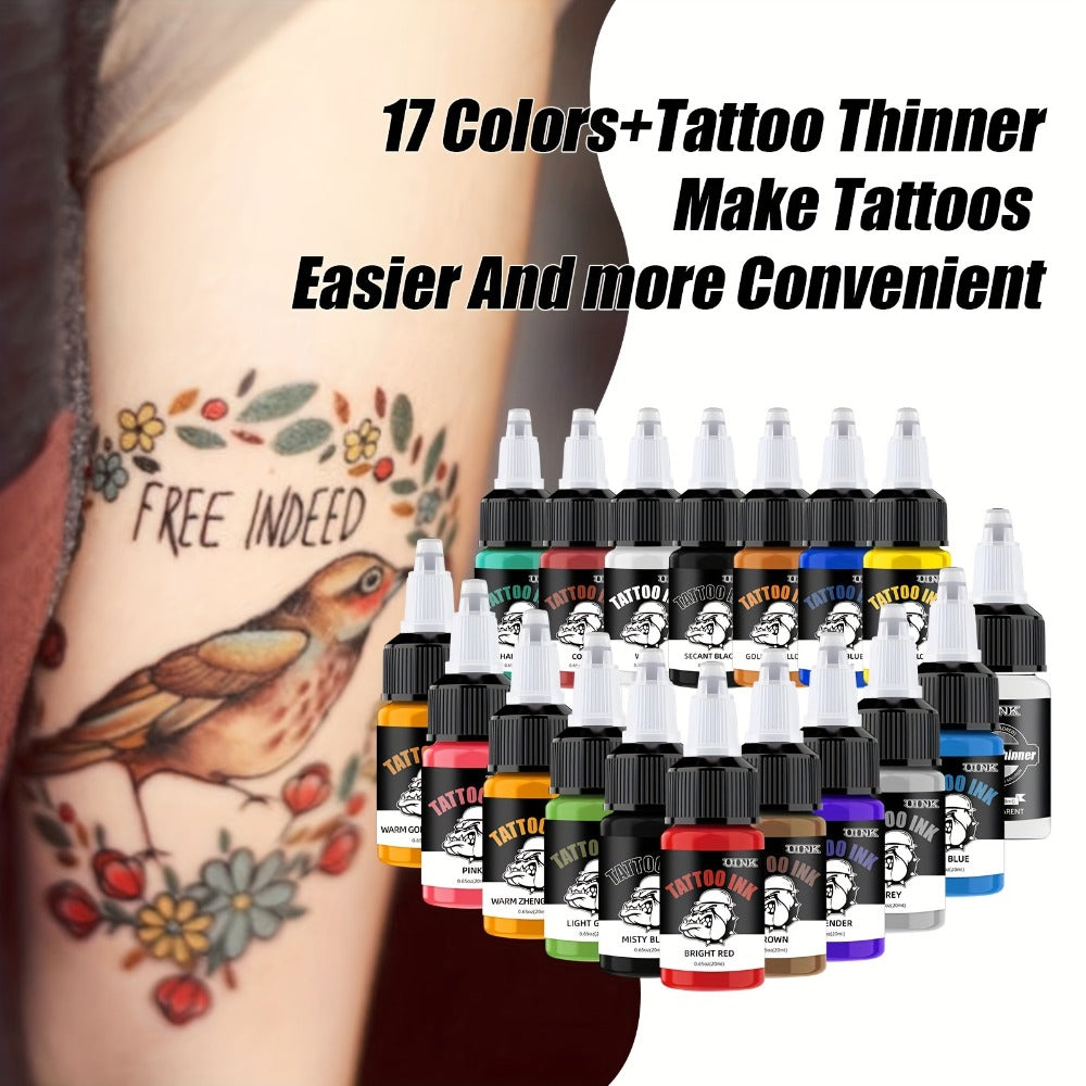 Tattoo Ink Set Professional 7 & 18 Colors 20ml Large Bottle Tattoo Cartridge Ink Kit for Temporary Body Art, Festivals and Costumes