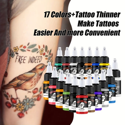 Tattoo Ink Set Professional 7 & 18 Colors 20ml Large Bottle Tattoo Cartridge Ink Kit for Temporary Body Art, Festivals and Costumes