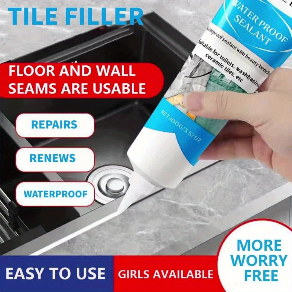 Tile Grout Sealant Gap Filler for Kitchen & Bathroom, Odorless Strong Adhesive Tile Refill Agent for Sink Floor Wall Cracks