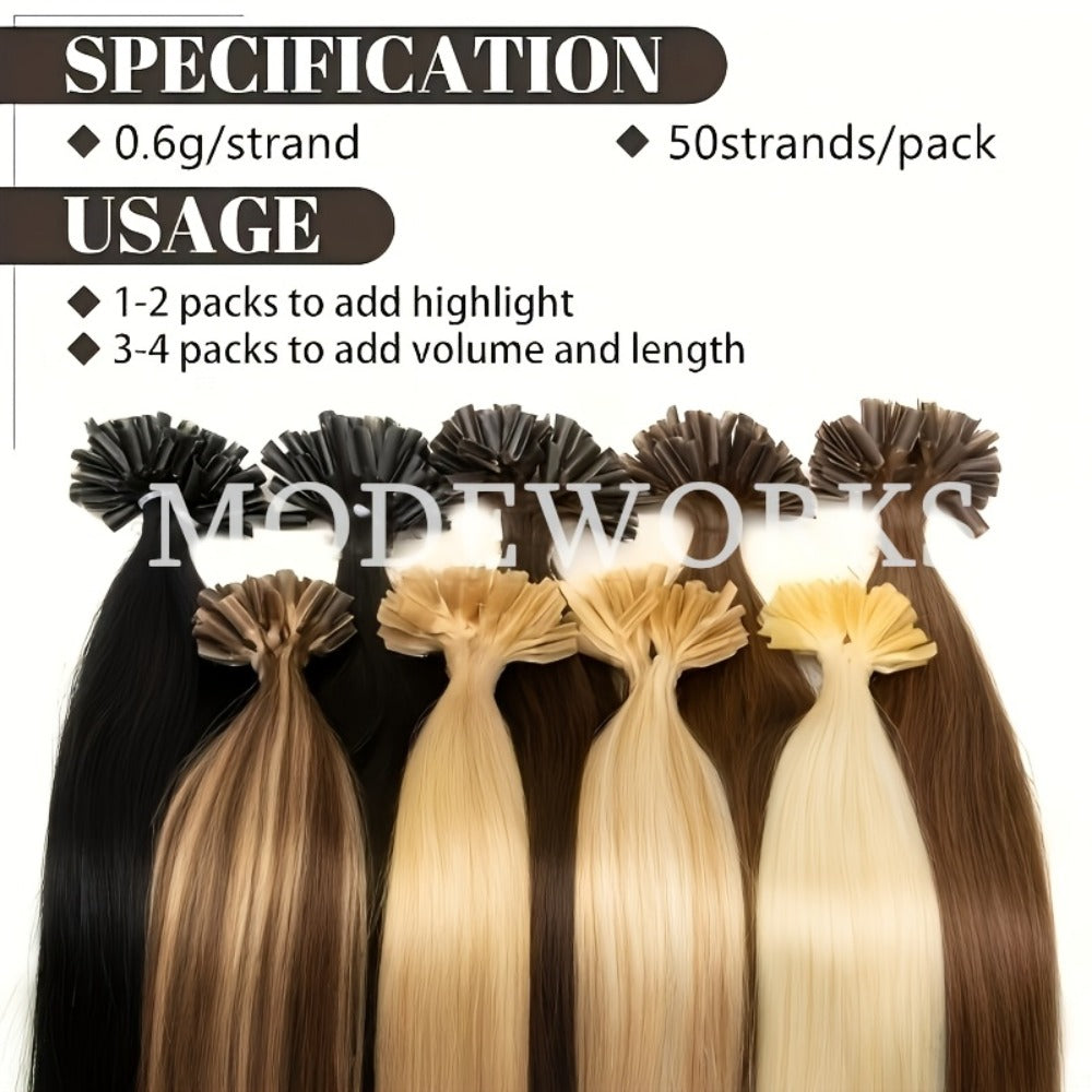 Remy Human Hair U Tip Keratin Extensions Straight Seamless Invisible Nail Tip Bond 50 Strands 12 14 16 18 20 Inch Natural Black Jet Black