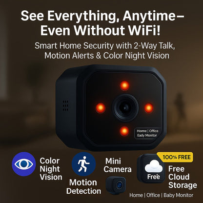 Wireless Security Camera Rechargeable Battery, No WiFi No Internet AP Hotspot, IR Night Vision, Two-Way Audio