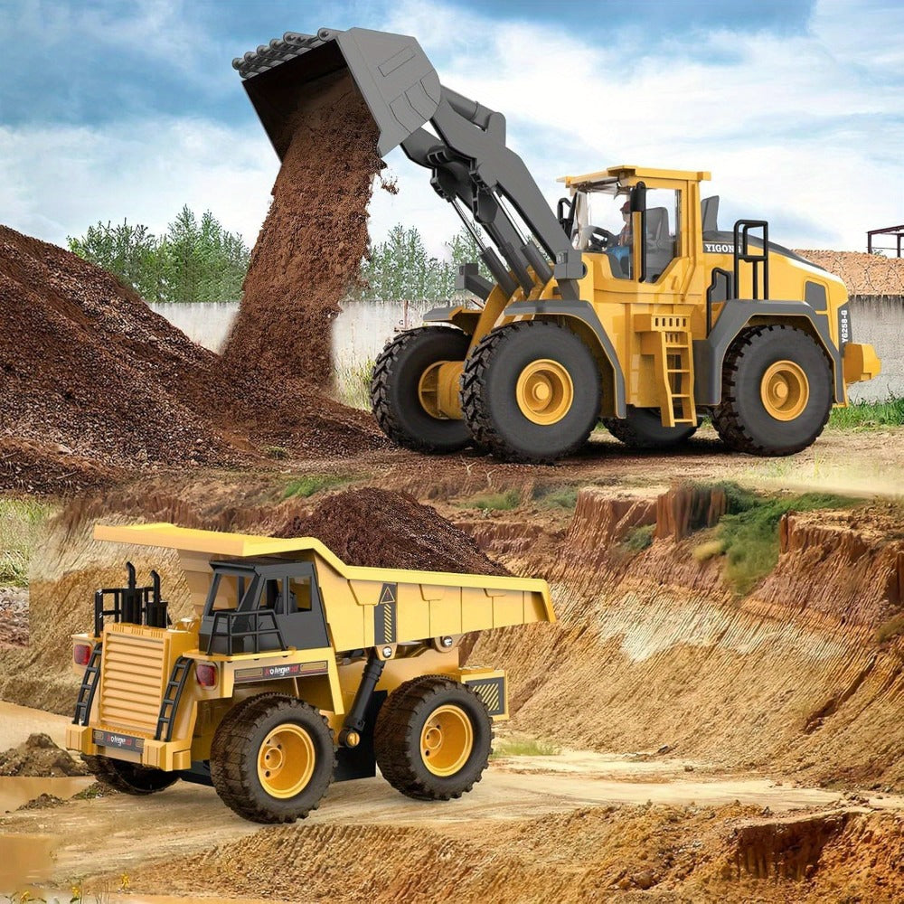 RC Wheel Loader Toy 1:20 Scale 2.4GHz 9-Channel Remote Control Construction Truck with Realistic Lights & Sounds