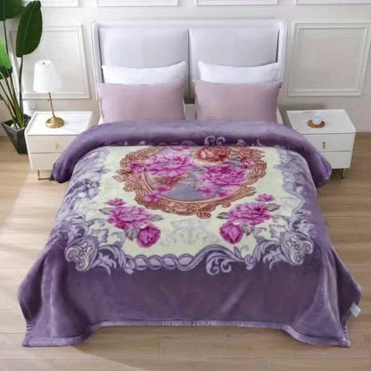 Reversible Plush Blanket 2-Ply 520GSM Milk Velvet - Queen King Size Blanket with Vibrant Animal & Floral Designs