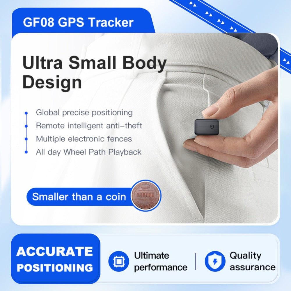 Black Rectangular GF08-Labeled Tracker Device Sets in 2, 3, 4, 5 or 6-Piece Checkout Options