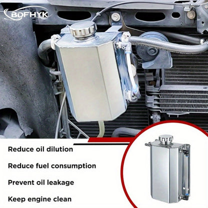 Coolant Overflow Reservoir Tank – 2L Universal Polished Aluminum Expansion Catch Can, Radiator Coolant Recovery Tank for Chevy, GMC