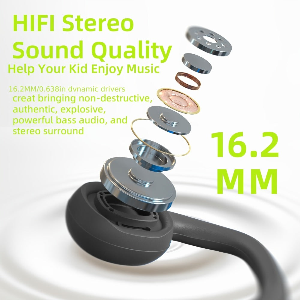 Kids Open Ear Headphones Air Conduction Wireless Bluetooth Headset Mic 20H Playtime for Bedside Audio, Alarms and Room Entertainment