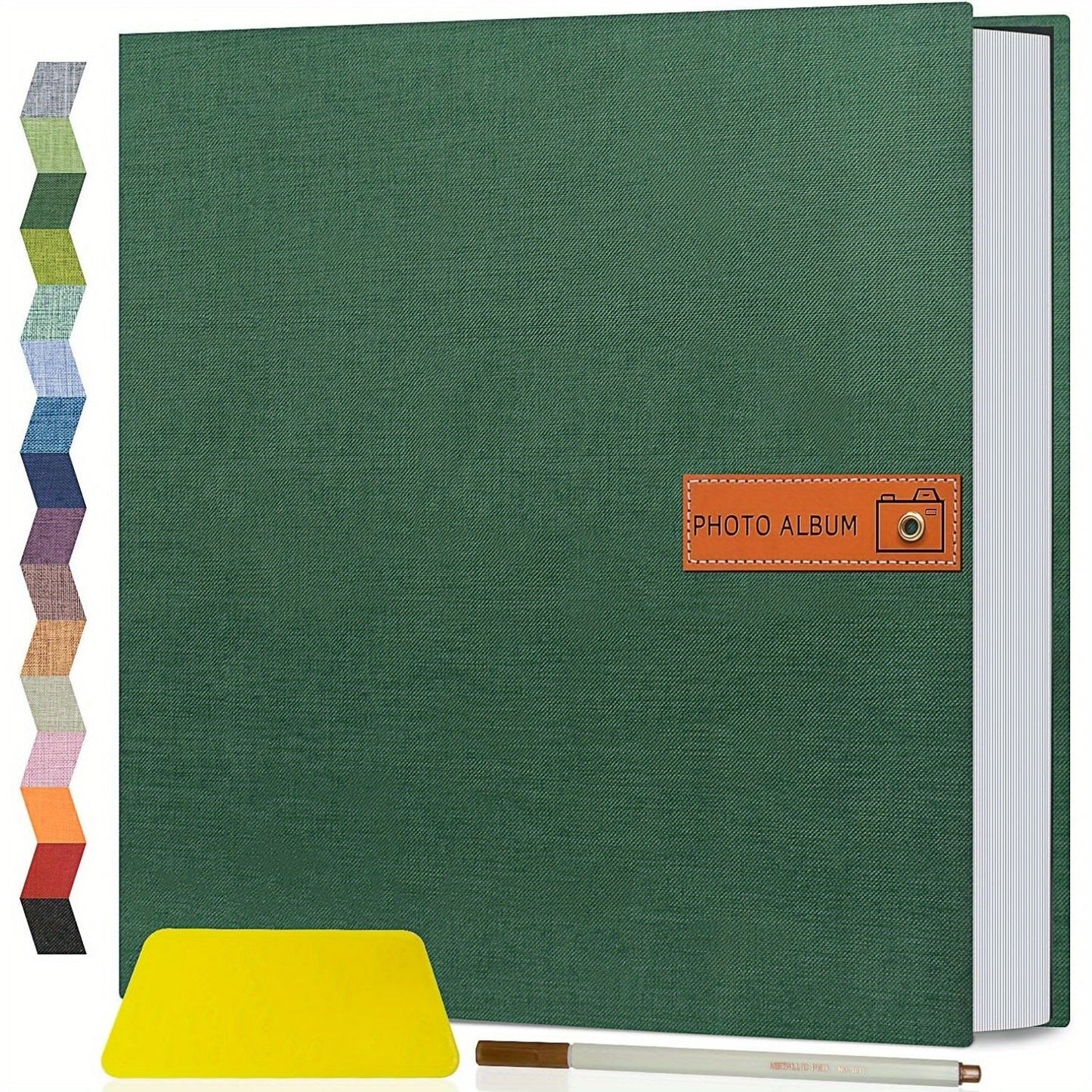 Self Adhesive Photo Album Scrapbook – Large Linen Cover Memory Book for 4x6 5x7 8x10 Photos, DIY Picture Book with Metal Pen, Gift for Mom