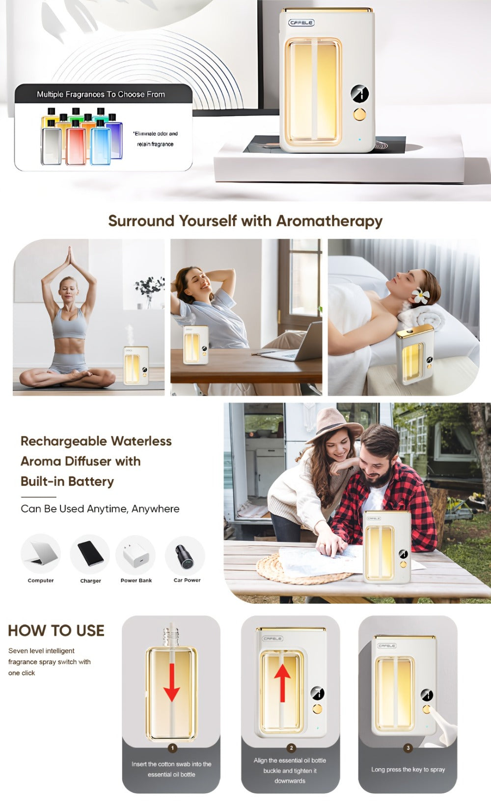 Ultrasonic Essential Oil Diffuser & Humidifier with Auto Shut-Off, Quiet Aromatherapy for Home Bedroom Office