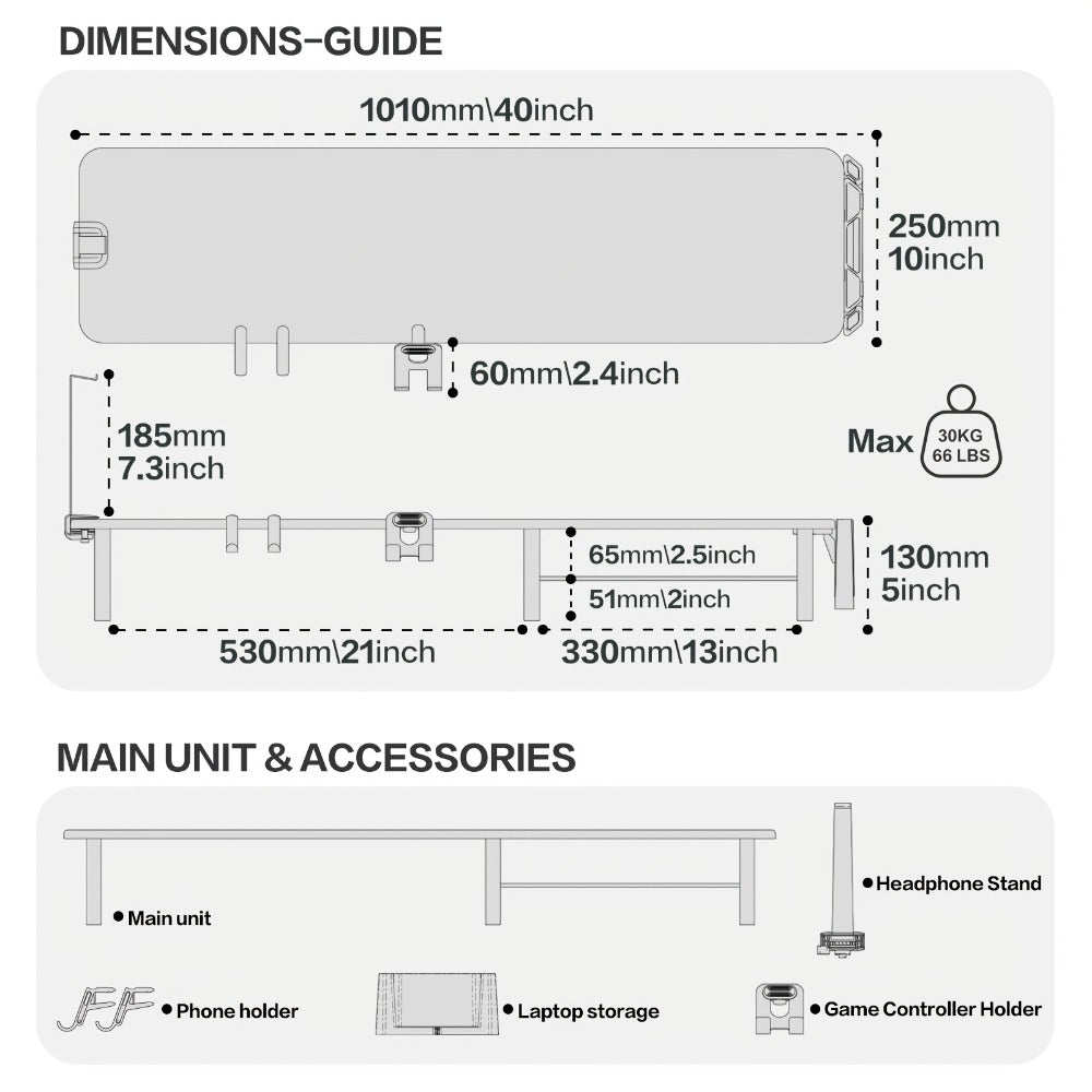 Monitor Stand Organizer with Headset Holder Phone Stand & Game Controller Holder, Versatile Desktop Riser for Computer Monitor Laptop