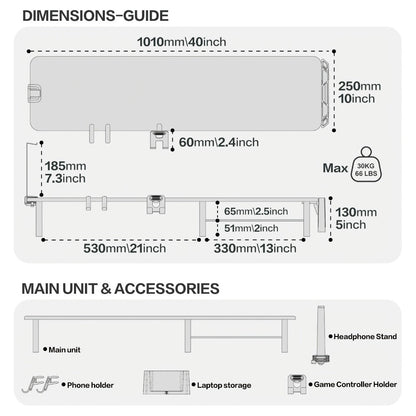 Monitor Stand Organizer with Headset Holder Phone Stand & Game Controller Holder, Versatile Desktop Riser for Computer Monitor Laptop