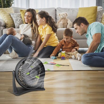 Turbo Table Fan 8 Inch 3-Speed Quiet Air Circulator, Wall Mountable with Adjustable Tilt and Carry Handle