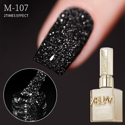Gel Nail Polish 5-Color Broken-Stone Glitter Set in 0.51oz Bottles with Sparkling Finish and UV/LED Soak-Off Cure
