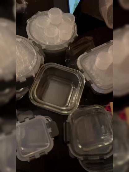Food Storage Containers 24-Piece Gray Glass Set with 12 Boxes, 12 Matching Lids and Flip-Top Seals