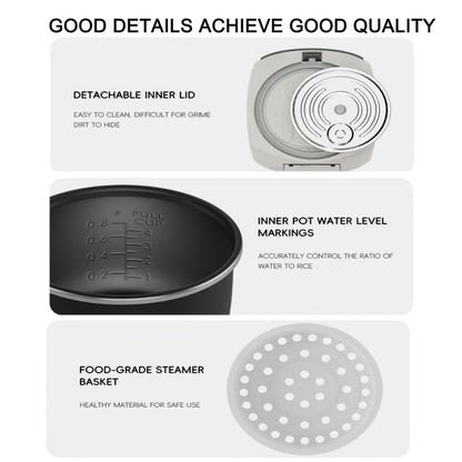 Rice Cooker 2L 4 Cups 10-in-1 Mini Multifunctional Compact Electric Rice Cooker for Rice for Home Cooking, Dining and Outdoor Meals