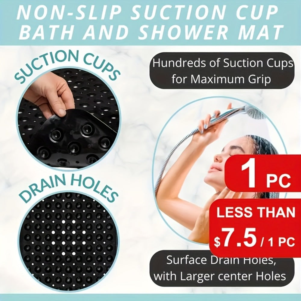 Non-Slip Bath Mat with Suction Cups Machine Washable Quick-Dry Shower Mat with Drain Holes Bathtub Mat for Bathroom Tub Safety Comfort Wet