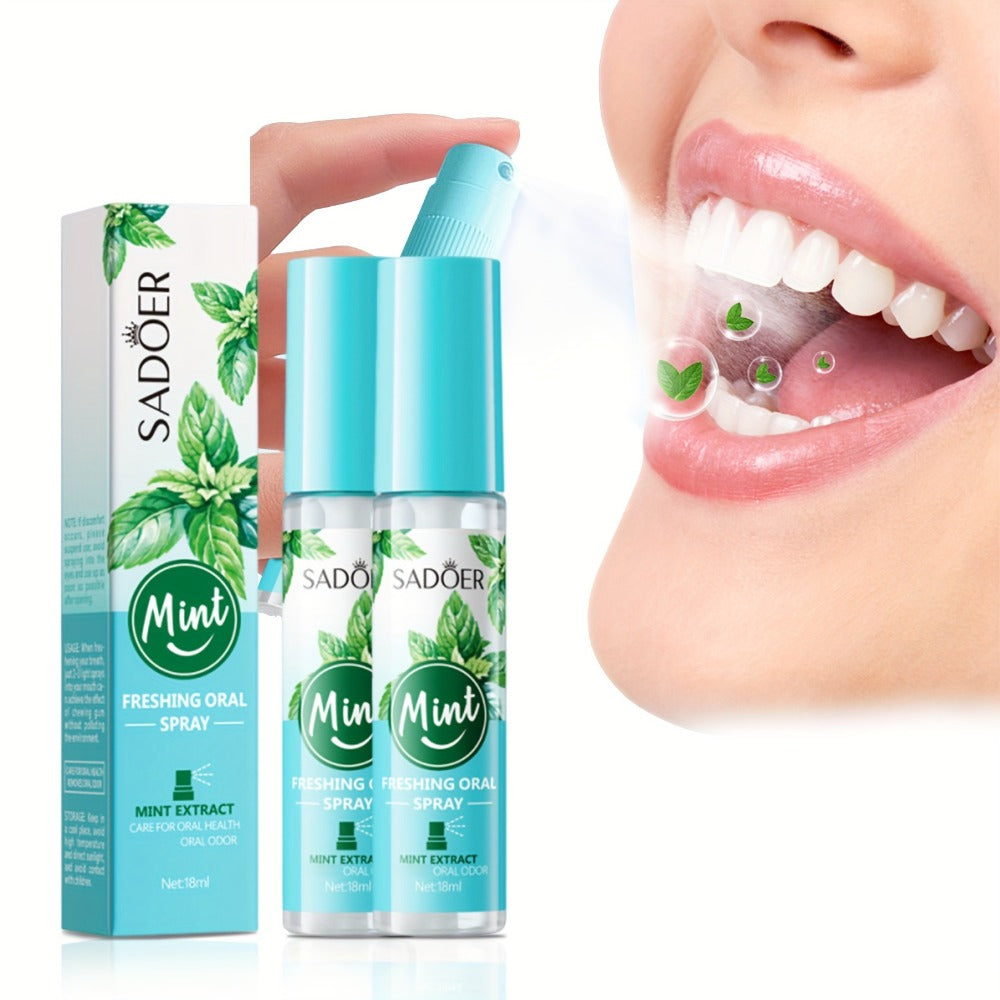 Mint Breath Spray with Tea Tree Essence Portable Oral Freshener, Compact Pocket-Size Mouth Spray