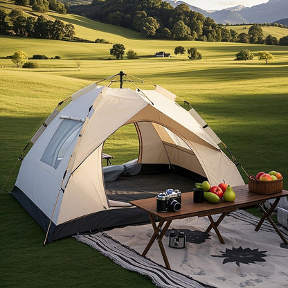 Camping Tent Automatic Pop-Up with Double Doors, Polyester Body and Four Size-Window Configurations