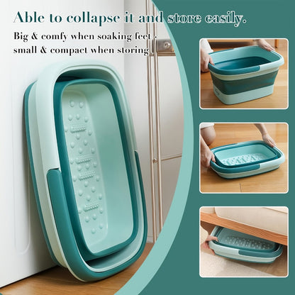 Large Collapsible Foot Soak Tub 15L 4 Gallon Foot Bath Basin Massage Acupoints Handles Foldable Multifunction Plastic Bucket Pedicure Bowl