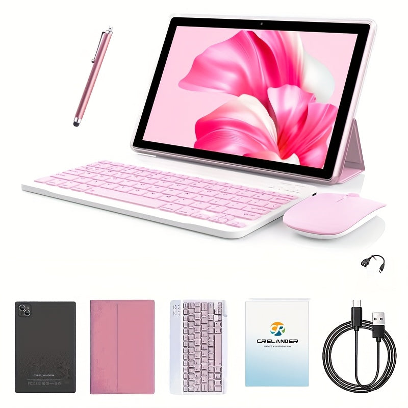 Pink 2-in-1 Android Tablet 10.1 Inch 6GB RAM 128GB ROM 5G WiFi with Keyboard Mouse Case Stylus for an Everyday Personal Care Routine
