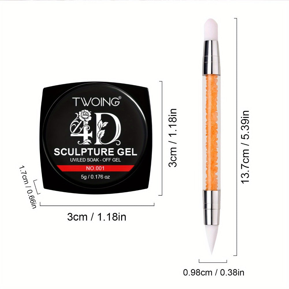 Nail Sculpting Gel Kit 3D 4D 12 Colors with Carving Pen – Firm Non-Sticky Soak-Off Sculpture Gel for Flowers, Leaves