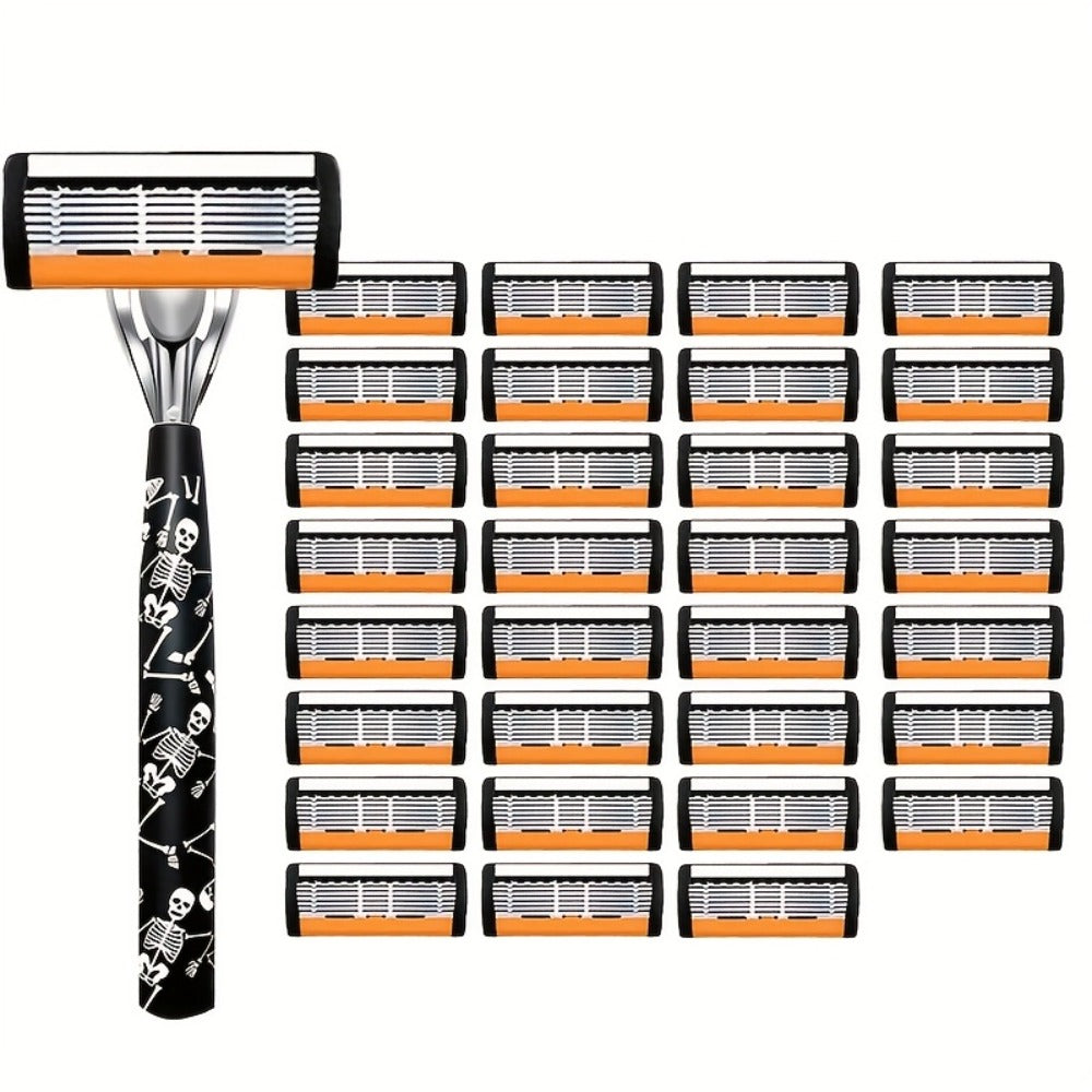 Safety Razor for Men 7-Layer Progressive Blades – Non-Slip Stainless Steel Handle Classic Double Edge Razor for Beard & Mustache Grooming