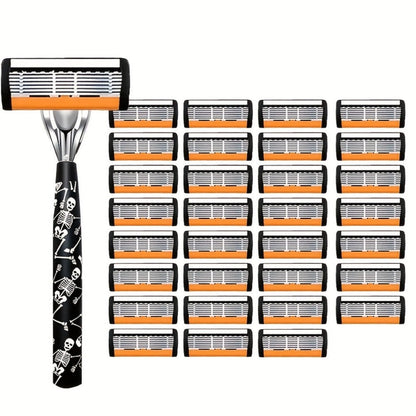 Safety Razor for Men 7-Layer Progressive Blades – Non-Slip Stainless Steel Handle Classic Double Edge Razor for Beard & Mustache Grooming
