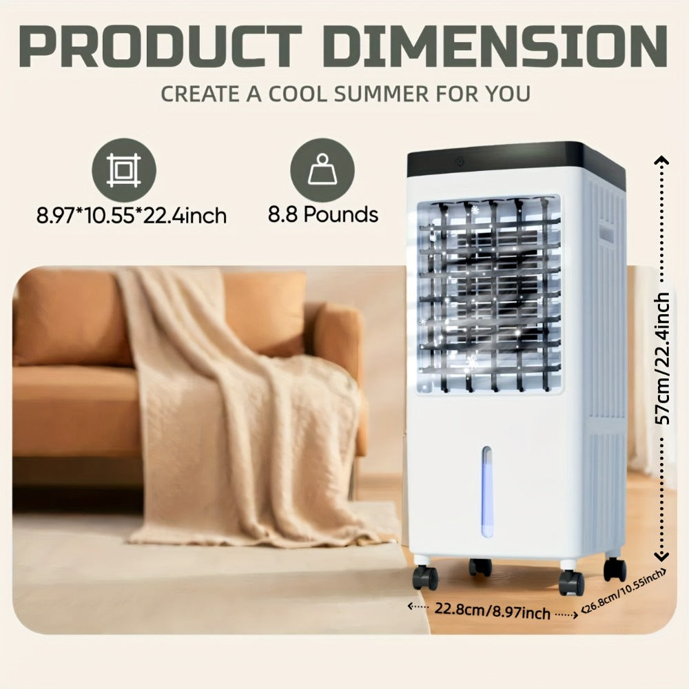 Portable Air Conditioner Evaporative Air Cooler with Remote, 40Hrs Cooling, 2.6 Gal Tank, 3 Speeds