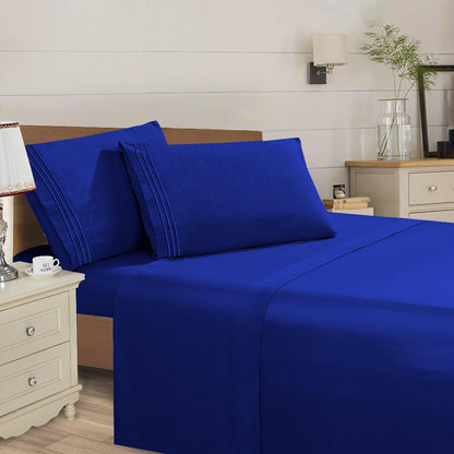 Microfiber Bed Sheet Set 4-Piece Deep Pocket Cooling Sheets Twin Full Queen King Cal King Split King