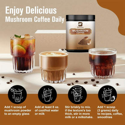 Mushroom Coffee Powder 500g with Reishi Cordyceps Lion's Mane Chaga & Turkey Tail for Bath Time, Home Spa and Personal Care