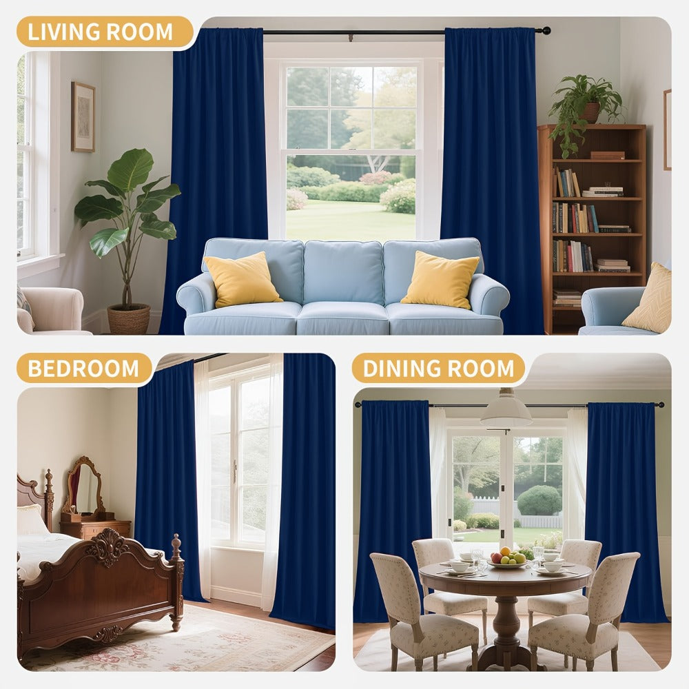 Blackout Curtains 4 Panels Thermal Insulated Room Darkening Drapes, Rod Pocket, Energy Saving, Solid Color for Bedroom & Living Room