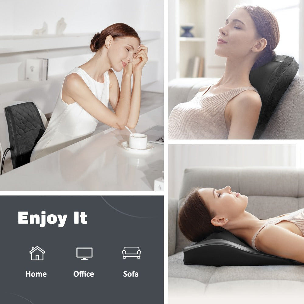 Neck Massager Pillow Heated Acupressure Electric Deep Tissue Kneading for Neck Shoulder Back Leg Relaxation Gift for Mom Dad Women Men