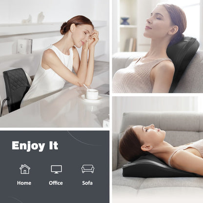 Neck Massager Pillow Heated Acupressure Electric Deep Tissue Kneading for Neck Shoulder Back Leg Relaxation Gift for Mom Dad Women Men