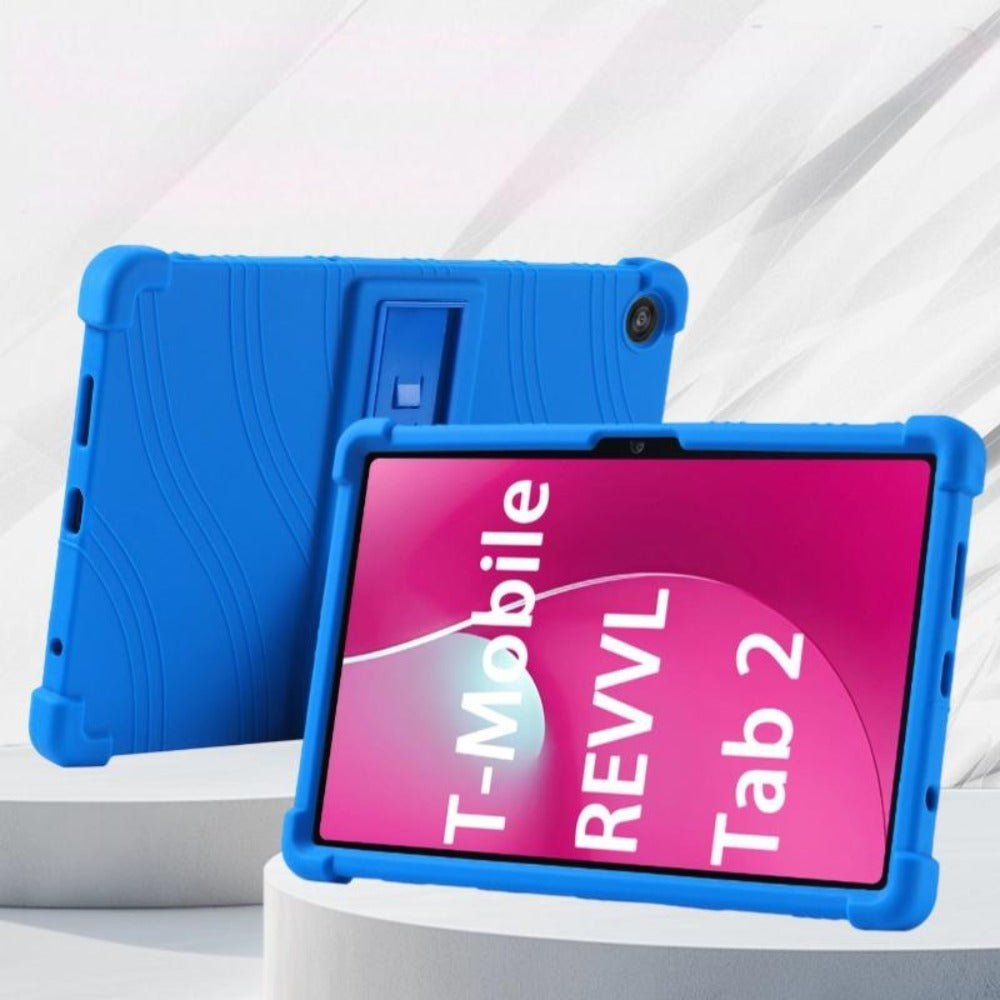 T-Mobile Revvl Tab 2 10.1-Inch Soft TPU-Labeled Tablet Case with Kickstand in Black, Blue or Rose Red