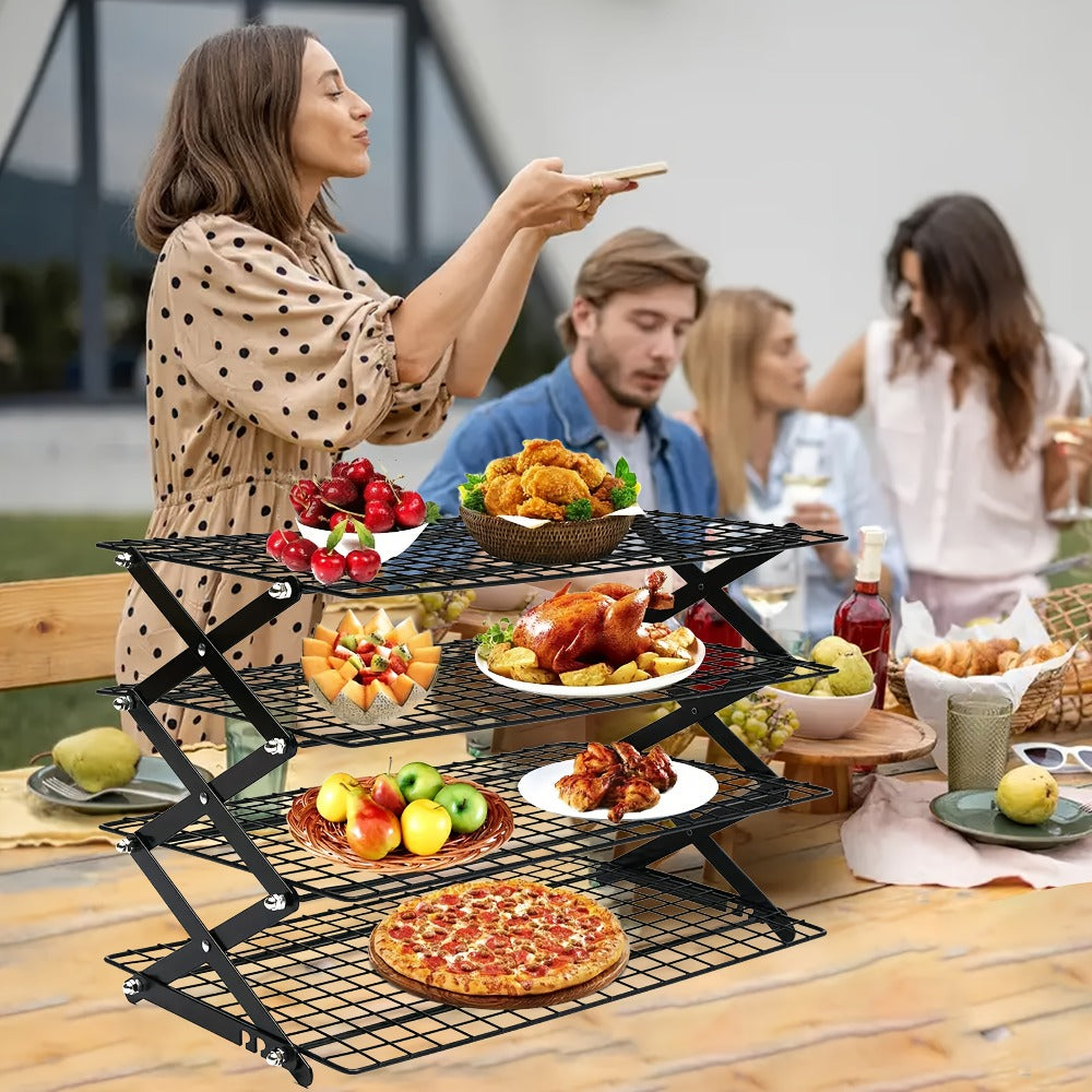 Foldable Cooling Rack Set, Stackable Oven Cookie Cake Drying Rack with Free Baking Tools (Silicone Spatula