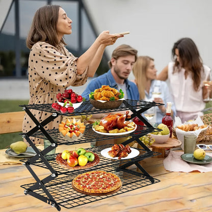 Foldable Cooling Rack Set, Stackable Oven Cookie Cake Drying Rack with Free Baking Tools (Silicone Spatula