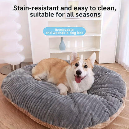 Ribbed Bolster Pet Bed System with M-XXL Beds and Separately Labeled Replacement Mat or Cushion