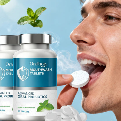 Toothpaste Tablets 120 Count Mint Flavor, Portable Mouthwash Tablets for Fresh Breath & Gentle Whitening