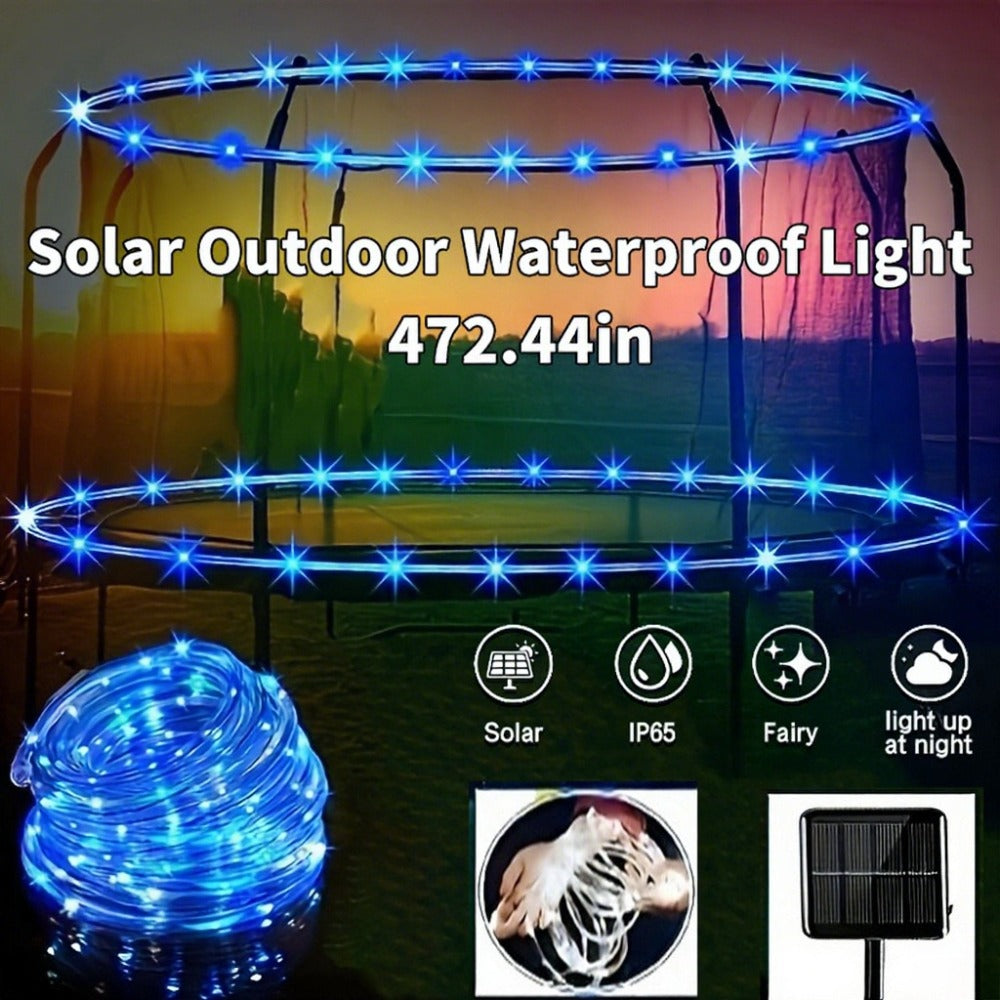 Solar Powered LED Trampoline Lights Colorful Rope Lights for 8-16 Ft Trampolines 8 Dynamic Modes IP65 Waterproof Outdoor Backyard Decoration