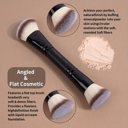 Makeup Brush Set, 4-Piece Double-Ended Travel Collection with Eight Brush Heads in Black-Beige or Black-Gold