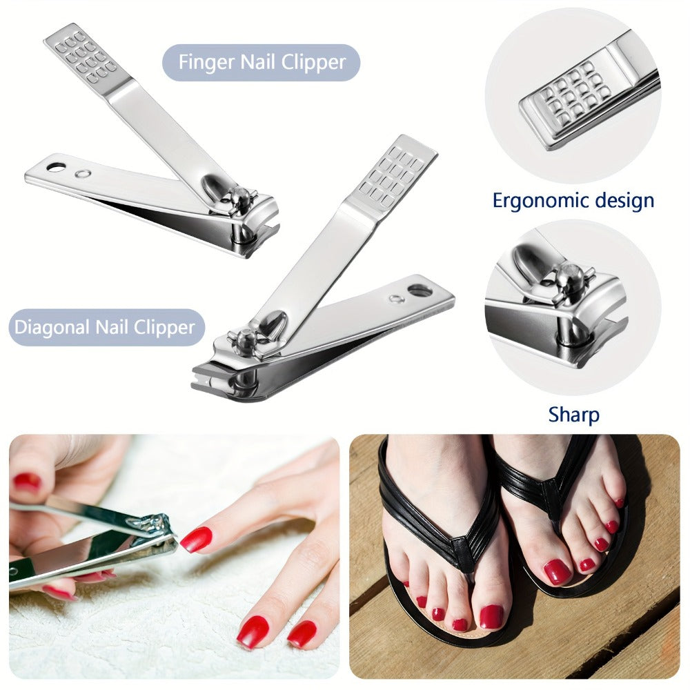 Bulk Nail Clipper Set 50 Pack 8-in-1 Stainless Steel Manicure Pedicure Kit with Portable Travel Case – Professional Grooming Tools Gift Set