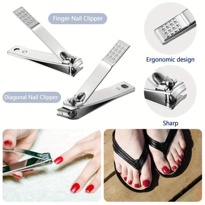Bulk Nail Clipper Set 50 Pack 8-in-1 Stainless Steel Manicure Pedicure Kit with Portable Travel Case – Professional Grooming Tools Gift Set