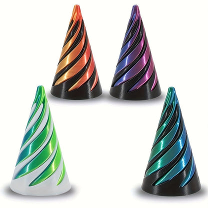 3D Printed Spiral Fidget Cone 10 Pack, Impossible Pyramid Spiral Tree & Carrot Stress Toy, Unique Fish Tank Decoration