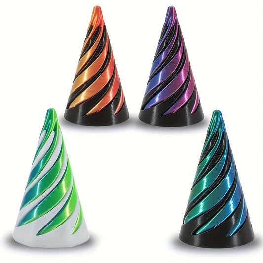 3D Printed Spiral Fidget Cone 10 Pack, Impossible Pyramid Spiral Tree & Carrot Stress Toy, Unique Fish Tank Decoration